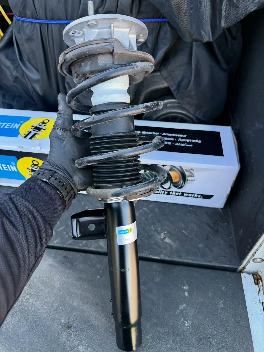 Replacement Bilstein strut fitted on location